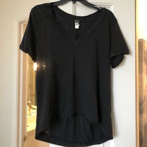 Free People Black V-Neck Tee